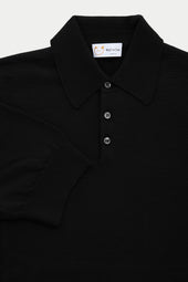 Wool Knitted Short Sleeve Polo Black