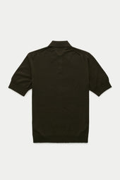 Wool Knitted Short Sleeve Polo Olive