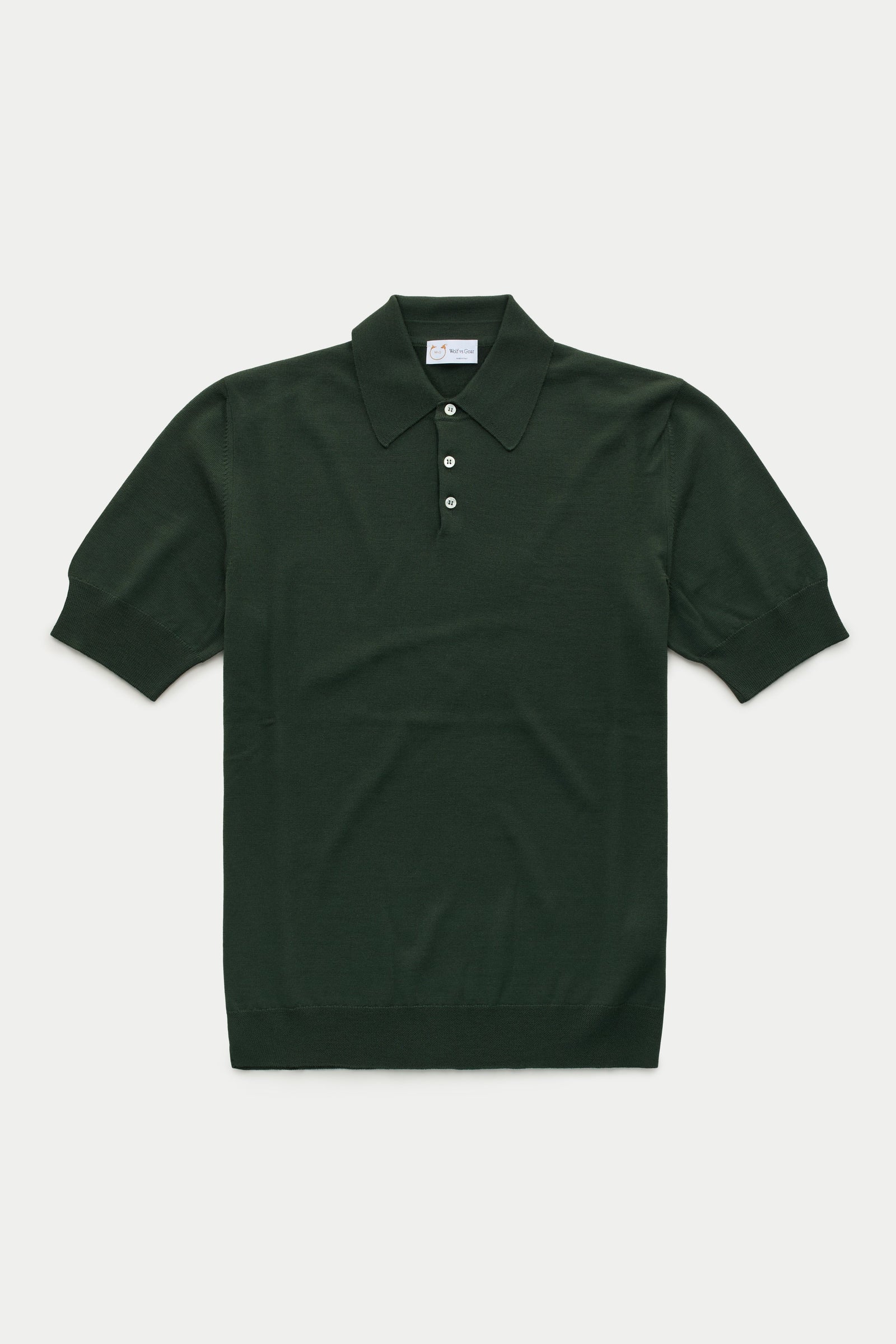 Wool Knitted Short Sleeve Polo Verdone