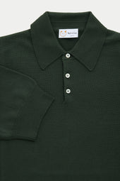 Wool Knitted Short Sleeve Polo Verdone