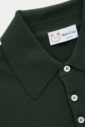 Wool Knitted Short Sleeve Polo Verdone