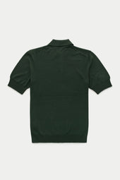 Wool Knitted Short Sleeve Polo Verdone