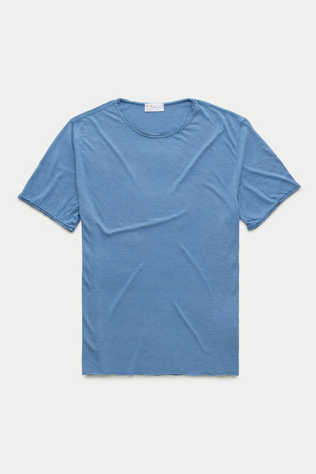 Light Weight Bamboo Sorona Short Sleeve Roll Neck T-Shirt Moonlight Blue