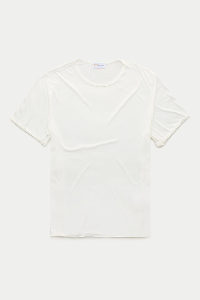 Light Weight Bamboo Sorona Short Sleeve Roll Neck T-Shirt Cloud Dancer