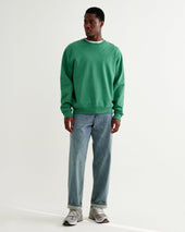 Sidney Washed Green Embroidered Loopback Cotton Sweatshirt
