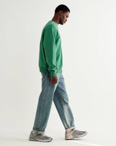 Sidney Washed Green Embroidered Loopback Cotton Sweatshirt