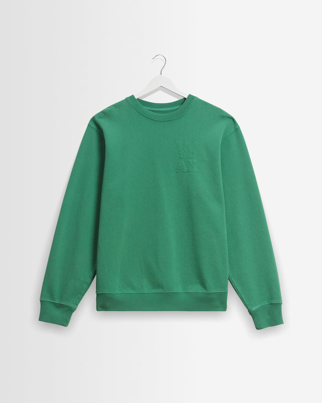 Sidney - Washed Green Embroidered Loopback Cotton Sweatshirt