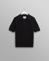 Siena - Black Pointelle Knitted Polo