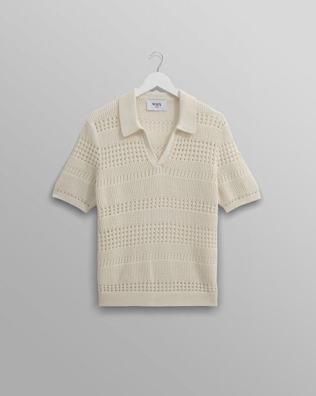 Siena - Ecru Pointelle Knitted Polo