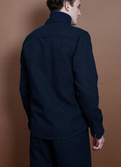 SIGVE | Zipper Front Over Shirt | Navy Melange