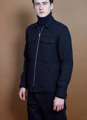 SIGVE | Zipper Front Over Shirt | Navy Melange