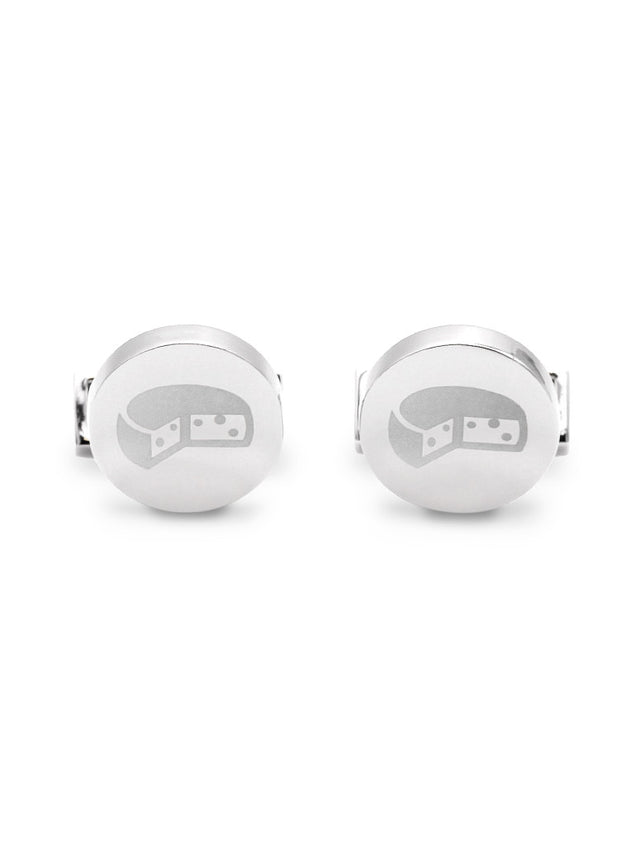 Silver cheese cufflinks