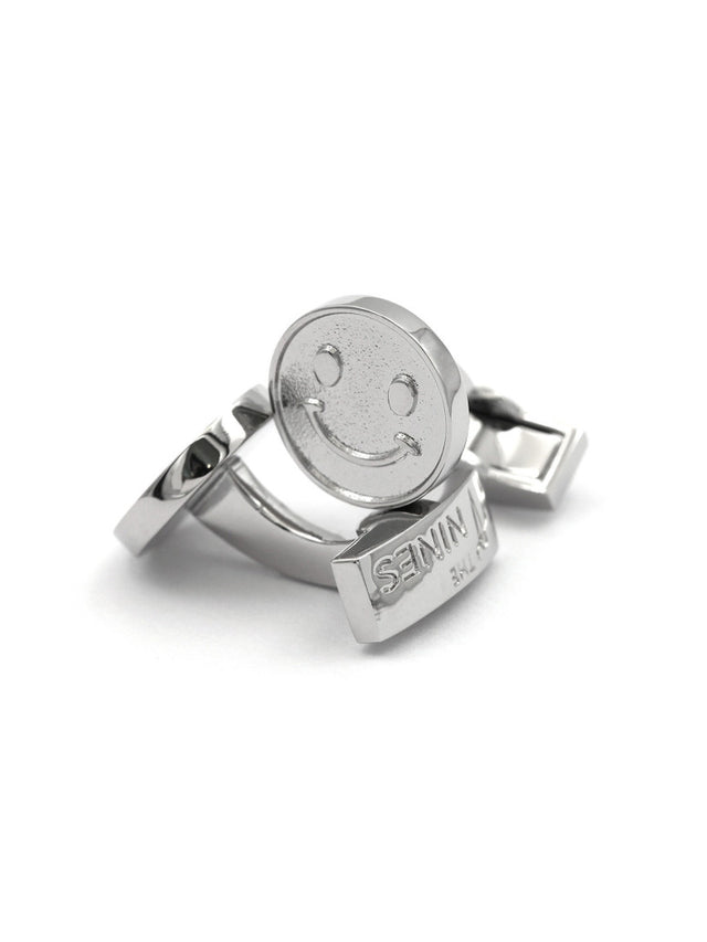 Silver smiley cufflinks