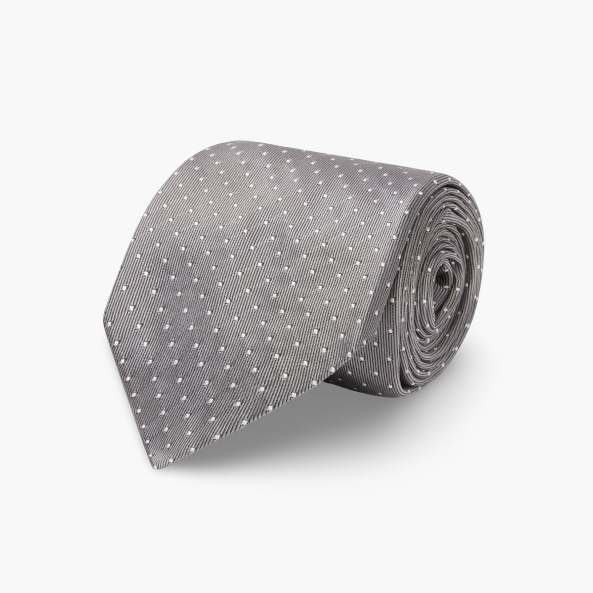 White Small Spot Woven Silk Tie