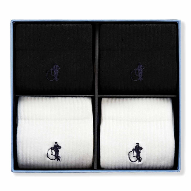 Simply Active Crew, White & Black, 4-Pair Box