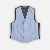 Single Breasted Sky Blue Linen Waistcoat