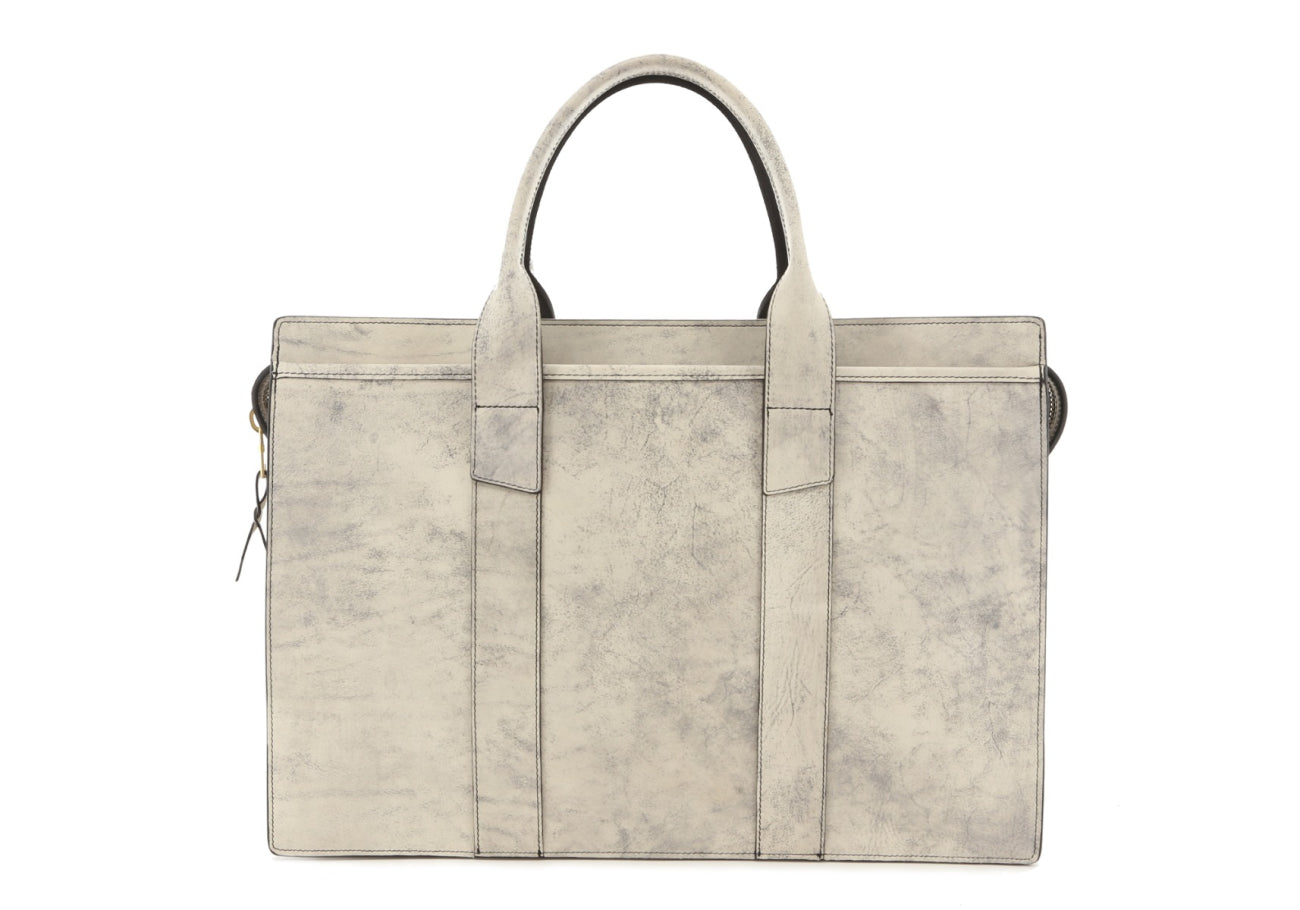 Single Zip Top Briefcase Stonewash Marble Belting Leather