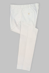 White cotton supima sport trousers 1 pleat