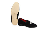 SKULL & BONES VELVET SLIPPER