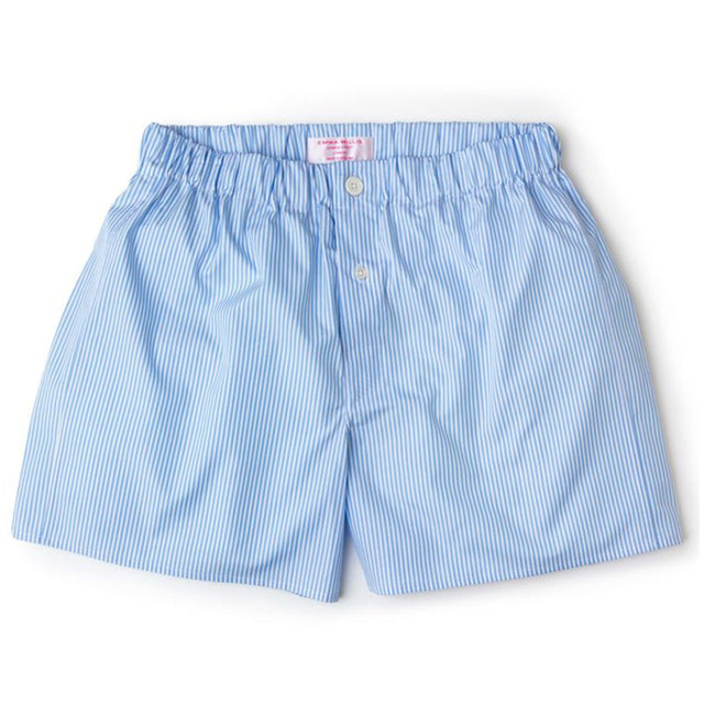 Sky Bengal Stripe Cotton Boxer Shorts - Slim Fit