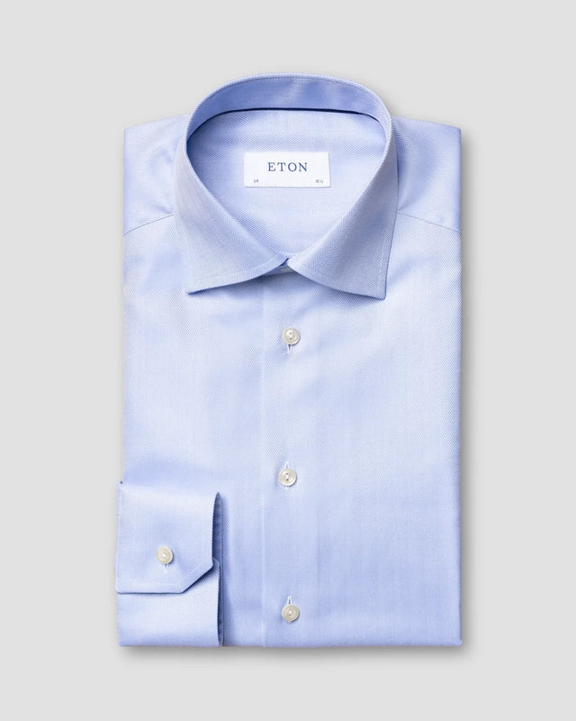 Hellblaues Hemd aus Herringbone-Twill - Eton