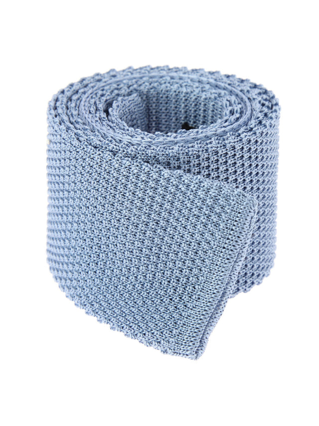 Sky blue knit tie Monza