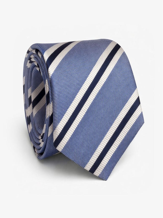 Sky Blue Silk Tie with Double Stripes