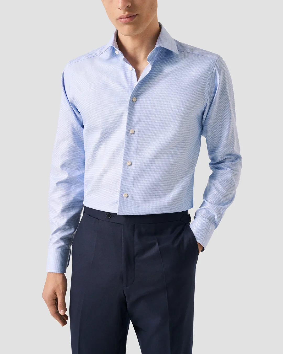 Light Patterned Textured Twill Shirt Eton