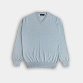 Sky Blue V-Neck Cashmere Sweater