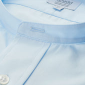 Classic Fit Plain Neckband Poplin Double Cuff Shirt In
