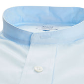 Classic Fit Plain Neckband Poplin Double Cuff Shirt In