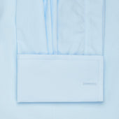 Classic Fit Plain Neckband Poplin Double Cuff Shirt In