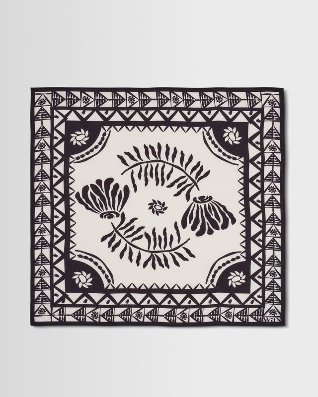 Sloane - Navy And Ecru Painted Flower Neck Scarf