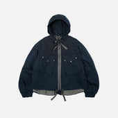 SMOCK 2 IN 1 HOODED PARKA JACKET - NAVY