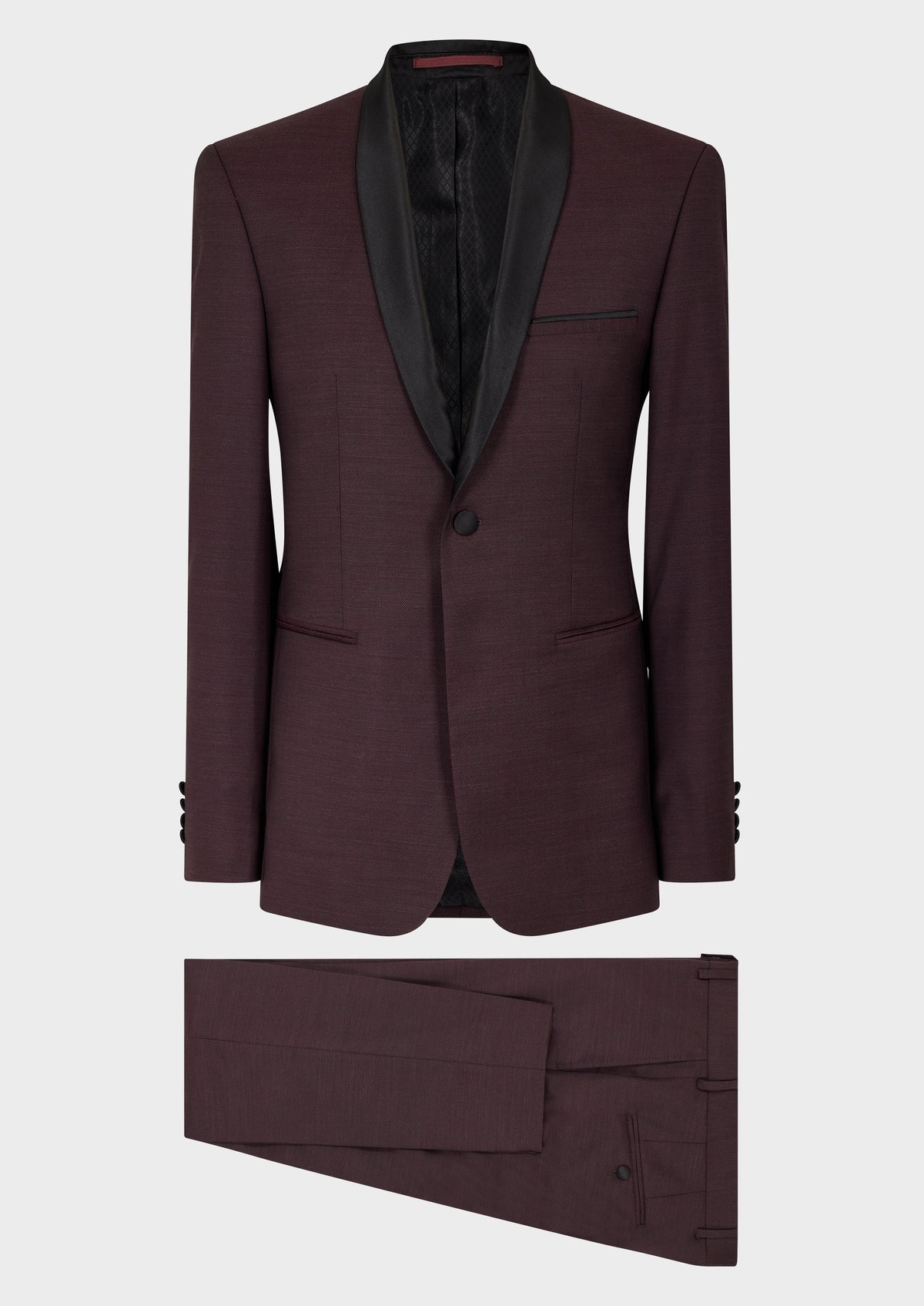 Smoking Slim En Laine Unie Bordeaux
