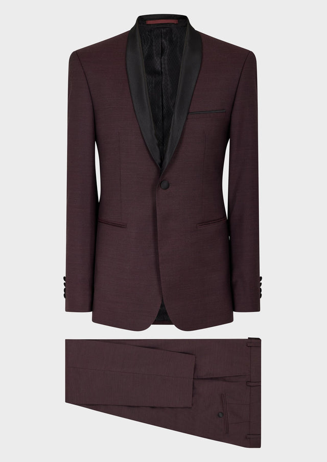 Smoking Slim en laine unie bordeaux