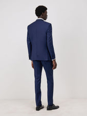 Smoking Slim En Laine Unie Bleu Indigo