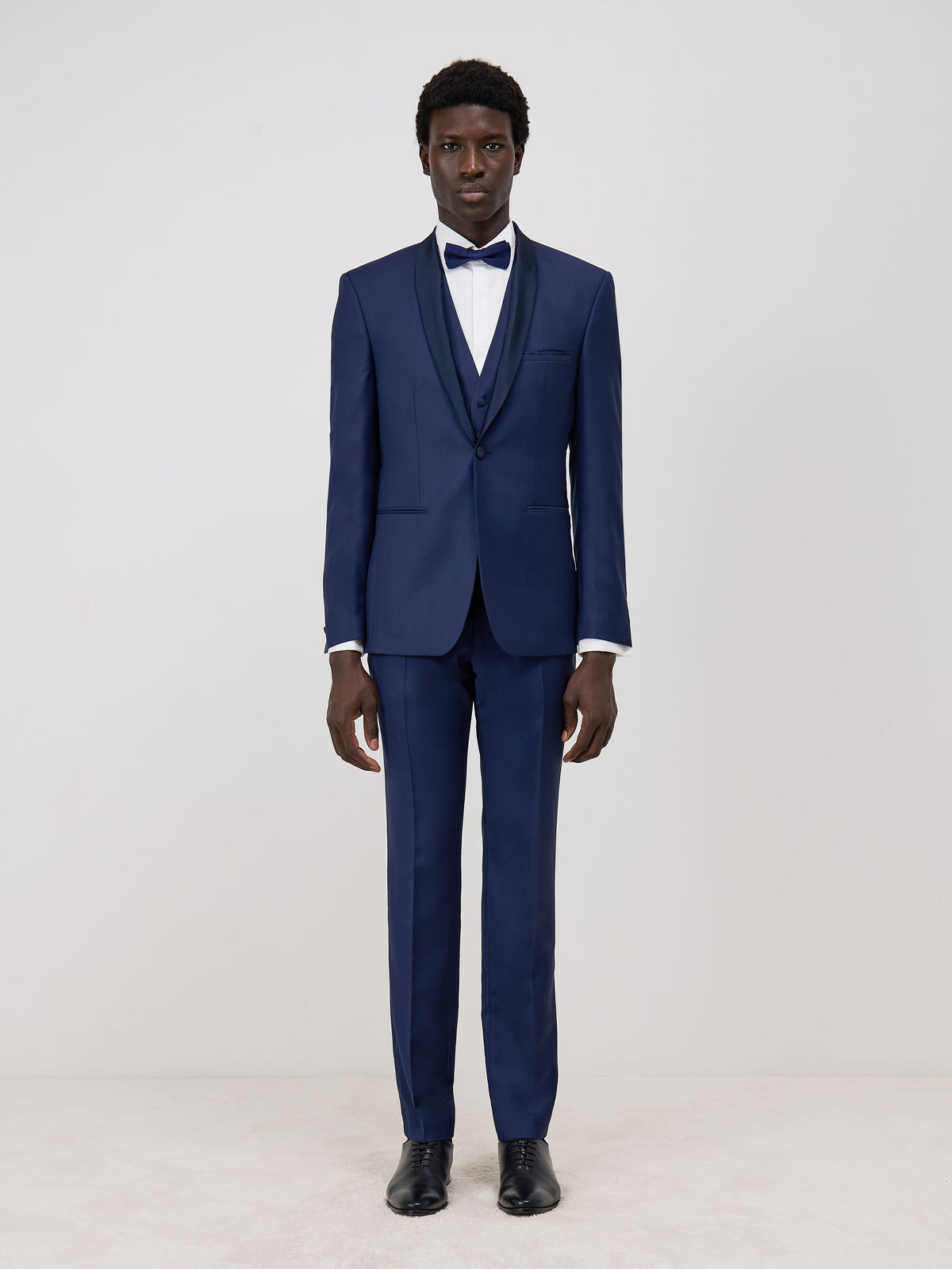 Smoking Slim En Laine Unie Bleu Indigo