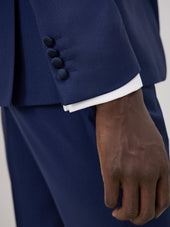 Smoking Slim En Laine Unie Bleu Indigo