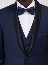 Smoking Slim En Laine Unie Bleu Marine