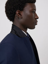Smoking Slim En Laine Unie Bleu Marine