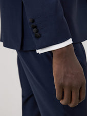 Smoking Slim En Laine Unie Bleu Marine
