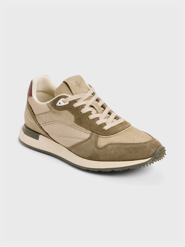 Baskets bi-matière kaki