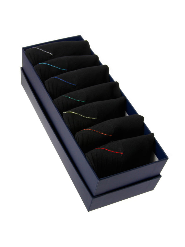 Sock pack cotton lisle socks black - 7 days