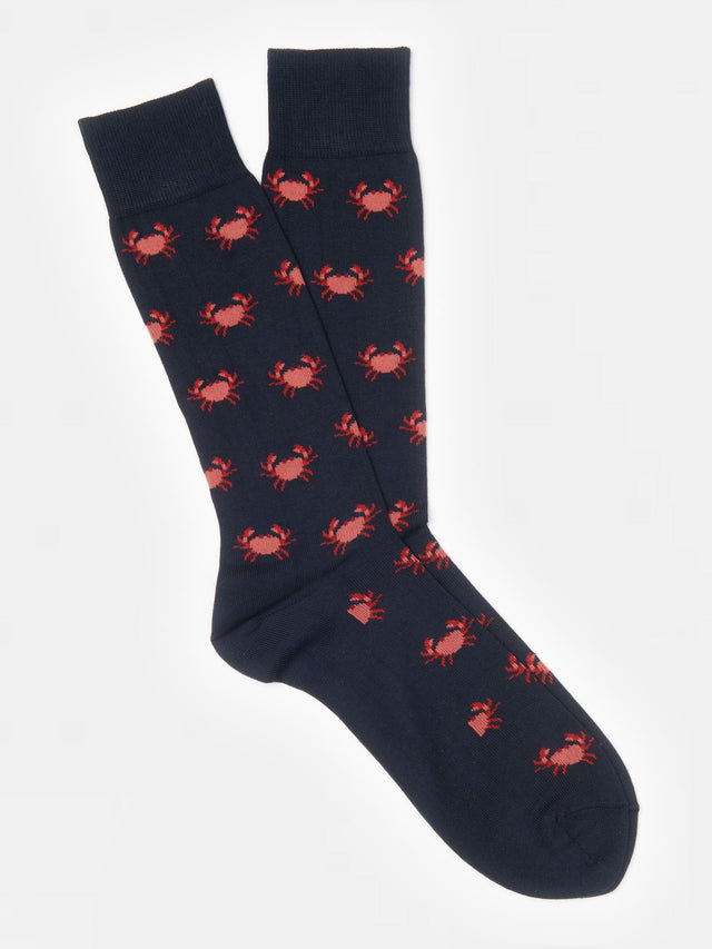 Navy Crab Crab Socks | J.McLaughlin