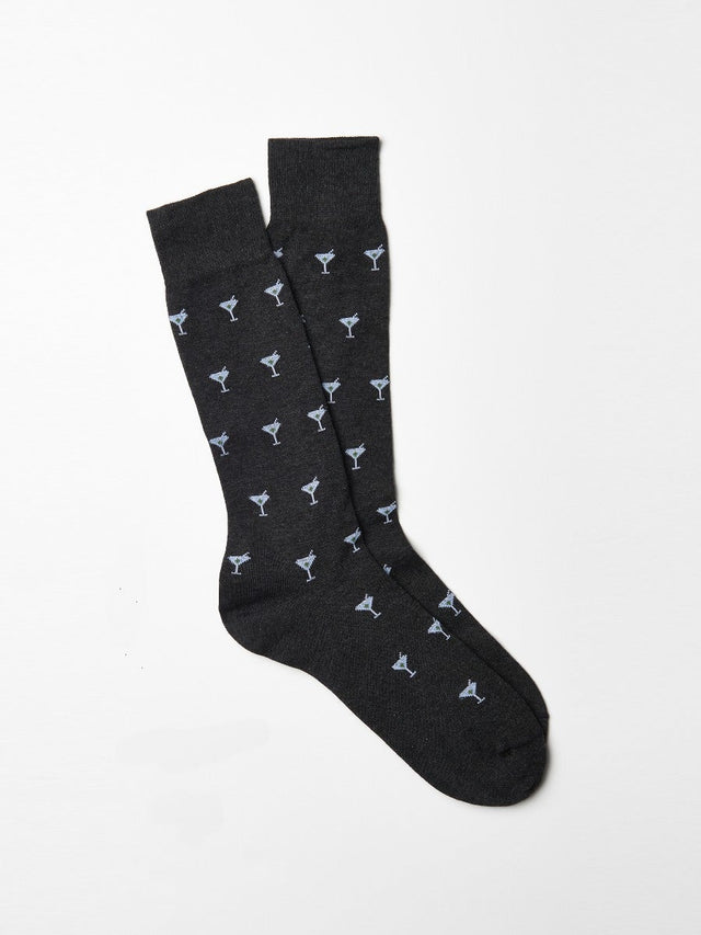 Darkheather Gray Martini Martini Socks | Men's Socks | J.McLaughlin