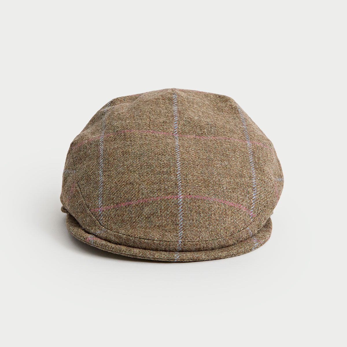 Soft Blue Square Check Wool Flat Cap