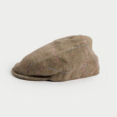 Soft Blue Square Check Wool Flat Cap