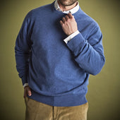 Soft Blue Crew Neck Cashmere Sweater