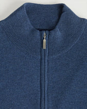 Soft Blue Zip Neck Cashmere Sweater